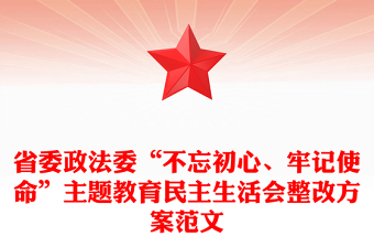 省委政法委“不忘初心、牢記使命”主題教育民主生活會整改方案范文