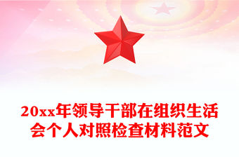 20xx年領(lǐng)導(dǎo)干部在組織生活會個(gè)人對照檢查材料范文