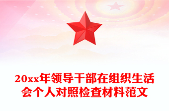 20xx年領(lǐng)導干部在組織生活會個人對照檢查材料范文