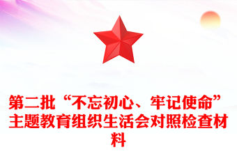 第二批“不忘初心、牢記使命”主題教育組織生活會對照檢查材料