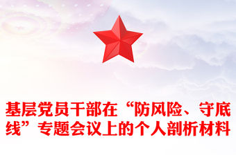 基層黨員干部在“防風險、守底線”專題會議上的個人剖析材料