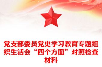 黨支部委員黨史學(xué)習(xí)教育專題組織生活會(huì)“四個(gè)方面”對(duì)照檢查材料