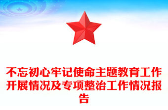 不忘初心牢記使命主題教育工作開展情況及專項整治工作情況報告