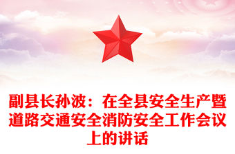 副縣長孫波：在全縣安全生產暨道路交通安全消防安全工作會議上的講話