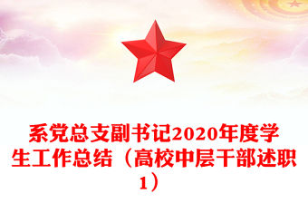 系黨總支副書記2020年度學(xué)生工作總結(jié)（高校中層干部述職1）