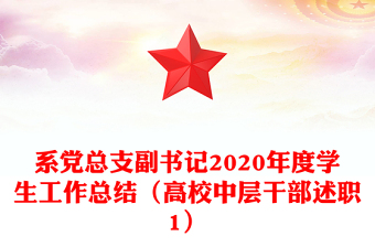 系黨總支副書記2020年度學(xué)生工作總結(jié)（高校中層干部述職1）