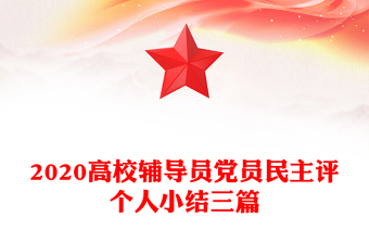 2020高校輔導員黨員民主評個人小結(jié)三篇