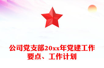 公司黨支部20xx年黨建工作要點、工作計劃