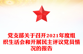 黨支部關(guān)于召開2021年度組織生活會和開展民主評議黨員情況的報告