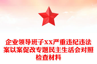 企業領導班子XX嚴重違紀違法案以案促改專題民主生活會對照檢查材料