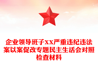 企業(yè)領導班子XX嚴重違紀違法案以案促改專題民主生活會對照檢查材料