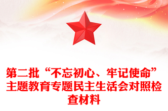 第二批“不忘初心、牢記使命”主題教育專題民主生活會(huì)對照檢查材料