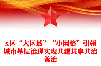 X區“大區域”“小網格”引領城市基層治理實現共建共享共治善治