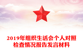 2019年組織生活會個人對照檢查情況報告發(fā)言材料