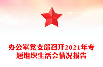 辦公室黨支部召開2021年專題組織生活會情況報告