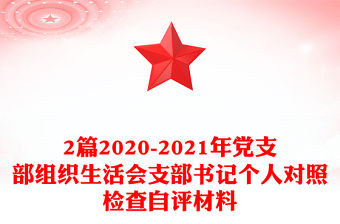 2篇2020-2021年黨支部組織生活會支部書記個人對照檢查自評材料