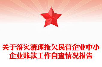 關(guān)于落實(shí)清理拖欠民營企業(yè)中小企業(yè)賬款工作自查情況報(bào)告