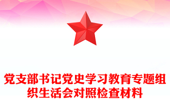 黨支部書記黨史學(xué)習(xí)教育專題組織生活會對照檢查材料
