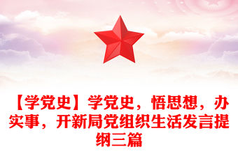 【學黨史】學黨史，悟思想，辦實事，開新局黨組織生活發言提綱三篇