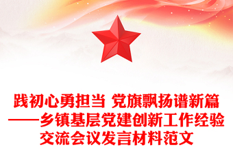 踐初心勇?lián)?dāng) 黨旗飄揚(yáng)譜新篇——鄉(xiāng)鎮(zhèn)基層黨建創(chuàng)新工作經(jīng)驗(yàn)交流會(huì)議發(fā)言材料范文