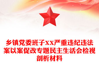 鄉鎮黨委班子XX嚴重違紀違法案以案促改專題民主生活會檢視剖析材料