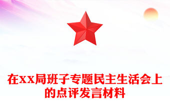 在XX局班子專題民主生活會上的點評發言材料