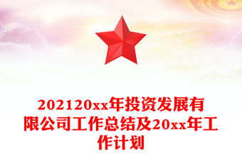 202120xx年投資發展有限公司工作總結及20xx年工作計劃