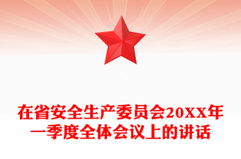 在省安全生產(chǎn)委員會20XX年一季度全體會議上的講話