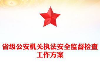 省級公安機關執(zhí)法安全監(jiān)督檢查工作方案