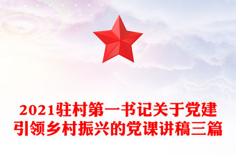 2021駐村第一書記關于黨建引領鄉村振興的黨課講稿三篇