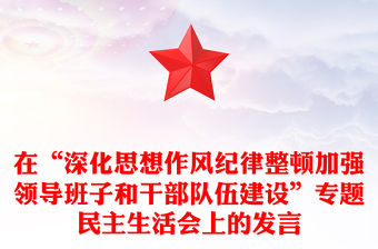 在“深化思想作風紀律整頓加強領導班子和干部隊伍建設”專題民主生活會上的發言