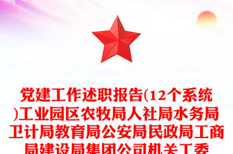 黨建工作述職報告(12個系統)工業(yè)園區(qū)農牧局人社局水務局衛(wèi)計局教育局公安局民政局工商局建設局集團公司機關工委