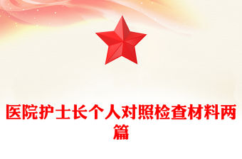 醫院護士長個人對照檢查材料兩篇