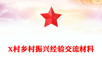 X村鄉村振興經驗交流材料