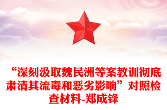“深刻汲取魏民洲等案教訓(xùn)徹底肅清其流毒和惡劣影響”對(duì)照檢查材料-鄭成鋒
