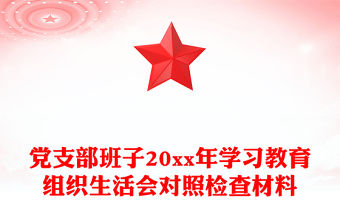 黨支部班子20xx年學習教育組織生活會對照檢查材料