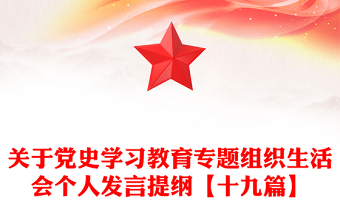 關(guān)于黨史學(xué)習(xí)教育專題組織生活會個人發(fā)言提綱【十九篇】