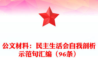 公文材料：民主生活會自我剖析示范句匯編（96條）