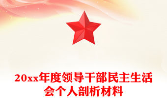 20xx年度領導干部民主生活會個人剖析材料