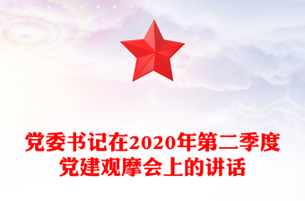 黨委書記在2020年第二季度黨建觀摩會上的講話