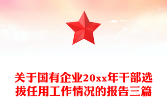 關(guān)于國有企業(yè)20xx年干部選拔任用工作情況的報(bào)告三篇