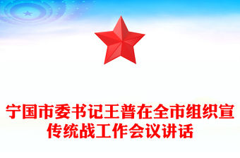 寧國市委書記王普在全市組織宣傳統戰工作會議講話
