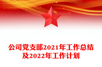 公司黨支部2021年工作總結(jié)及2022年工作計(jì)劃