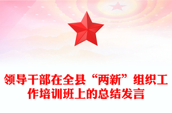 領(lǐng)導(dǎo)干部在全縣“兩新”組織工作培訓(xùn)班上的總結(jié)發(fā)言