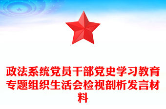 政法系統黨員干部黨史學習教育專題組織生活會檢視剖析發言材料