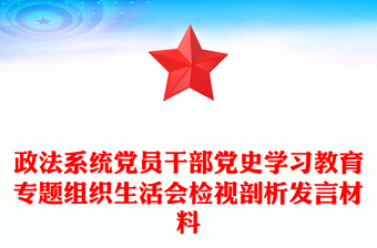 政法系統(tǒng)黨員干部黨史學(xué)習(xí)教育專題組織生活會檢視剖析發(fā)言材料