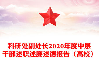 科研處副處長2020年度中層干部述職述廉述德報告（高校）