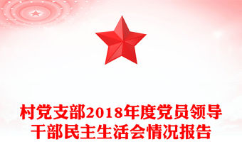村黨支部2018年度黨員領導干部民主生活會情況報告
