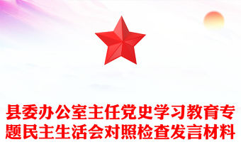 縣委辦公室主任黨史學(xué)習(xí)教育專題民主生活會(huì)對(duì)照檢查發(fā)言材料