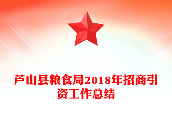 蘆山縣糧食局2018年招商引資工作總結
